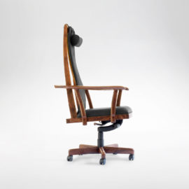 Side view of our custom upholstered office chair, The McCorkle Chair