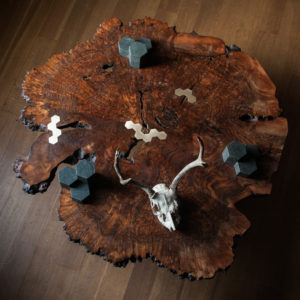 Top view of the live edge Columnar Coffee Table