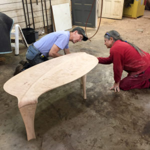 Holly Tornheim & Robert Erickson working our custom coffee table, The Kvalheim Coffee Table