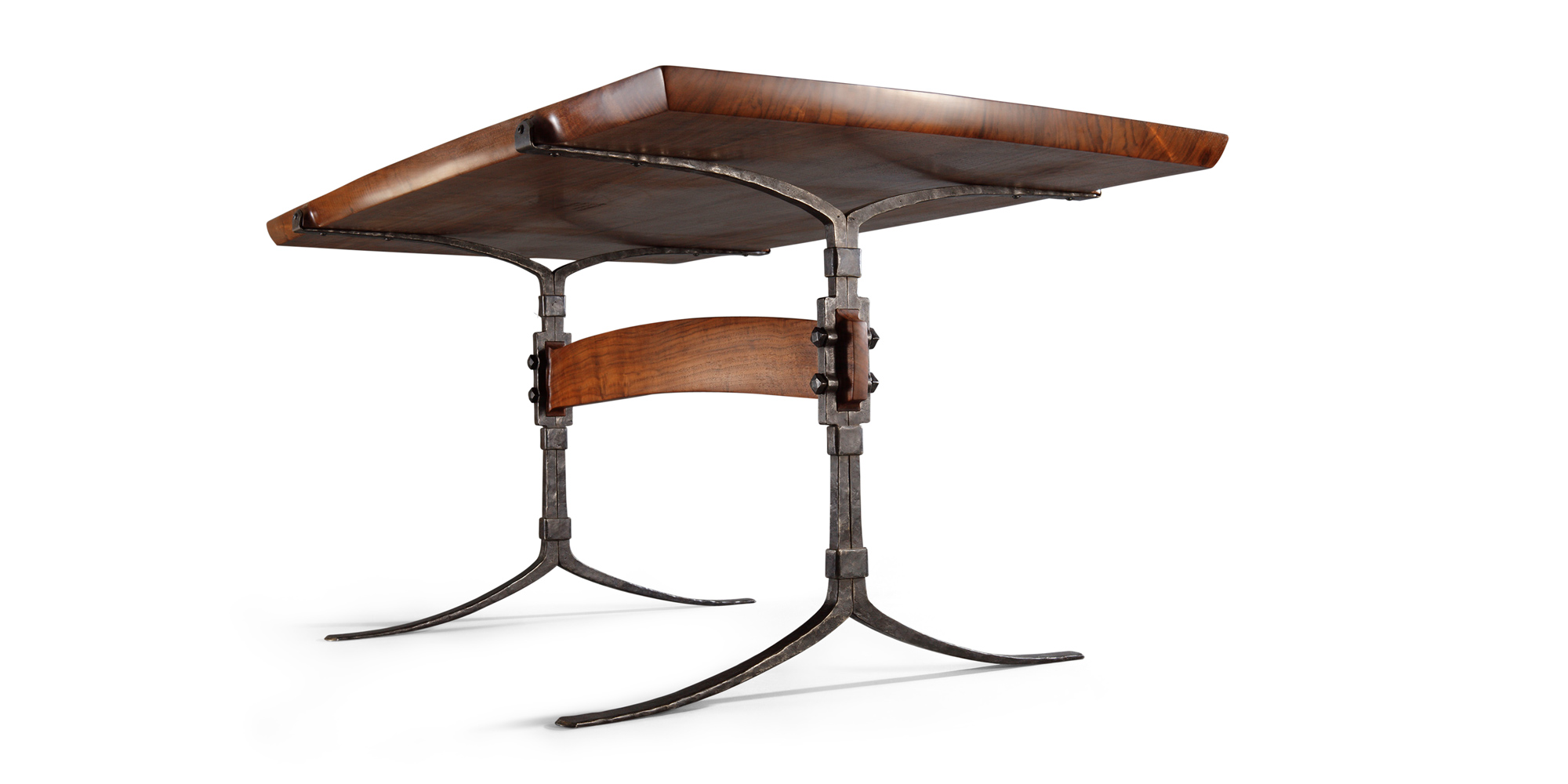 Our custom handmade Sandhill Table w/ hand-forged iron