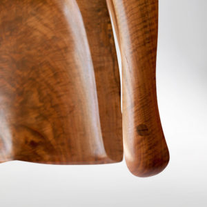 Close-up view of the armrest on our handmade rocker South Yuba Rocking Chair