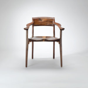 Front view of the Sumi Chair, our handmade low back arm chair