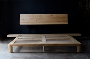 Front view of of our handmade pine platform bed